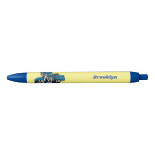 Cute happy blue motorcycle cartoon pen