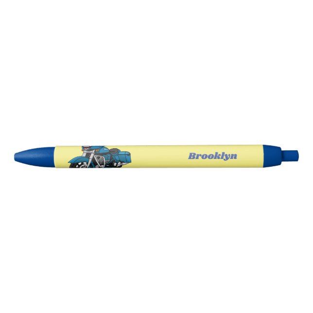 Cute happy blue motorcycle cartoon pen (Front)