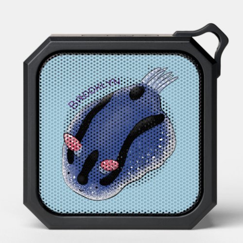 Cute happy blue nudibranch cartoon illustration bluetooth speaker