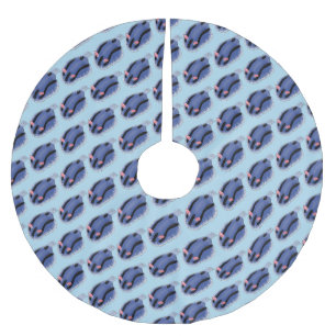 Cute happy blue nudibranch cartoon illustration brushed polyester tree skirt