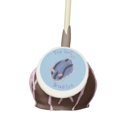 Cute happy blue nudibranch cartoon illustration cake pops