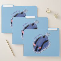 Cute happy blue nudibranch cartoon illustration