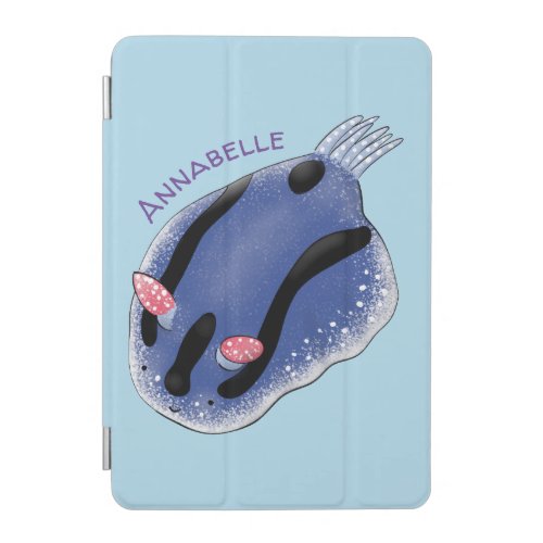 Cute happy blue nudibranch cartoon illustration iPad mini cover