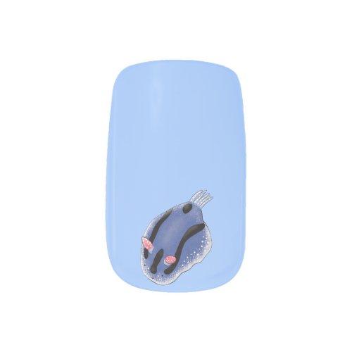 Cute happy blue nudibranch cartoon illustration minx nail art