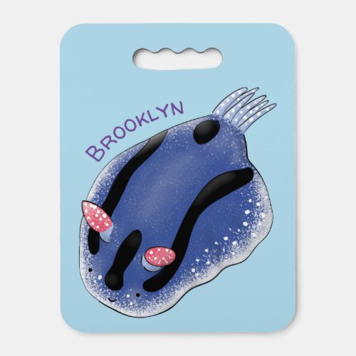 Cute happy blue nudibranch cartoon illustration seat cushion