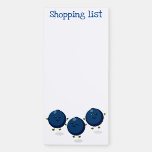 Cute happy blueberries cartoon illustration magnetic notepad