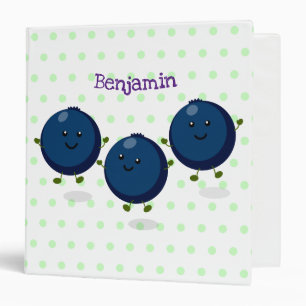 Cute happy blueberries purple cartoon illustration 3 ring binder