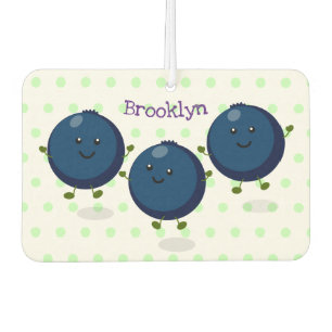 Cute happy blueberries purple cartoon illustration air freshener