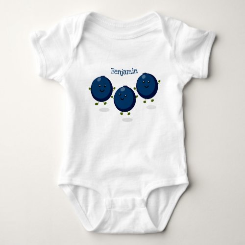 Cute happy blueberries purple cartoon illustration baby bodysuit