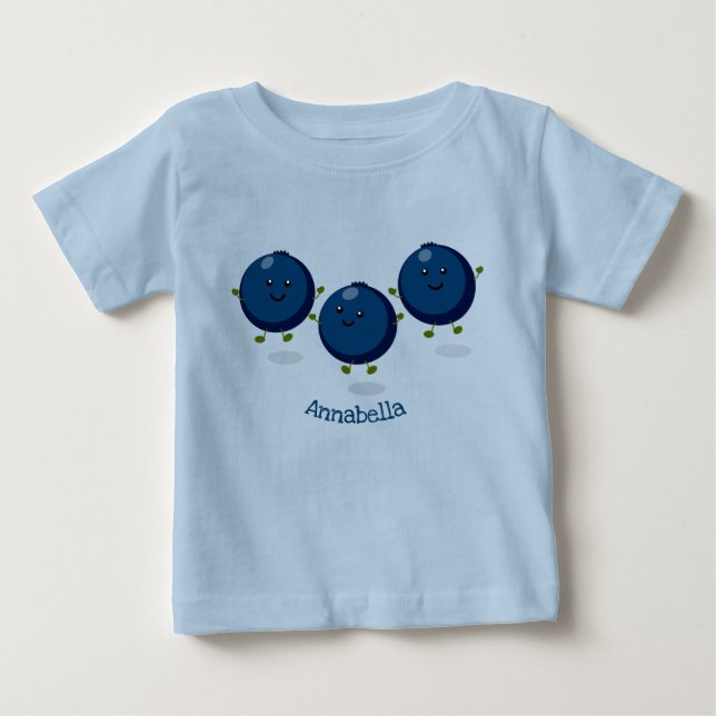 Cute happy blueberries purple cartoon illustration baby T-Shirt (Front)