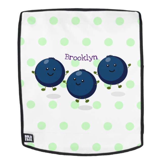 Cute happy blueberries purple cartoon illustration backpack (Removable Face)