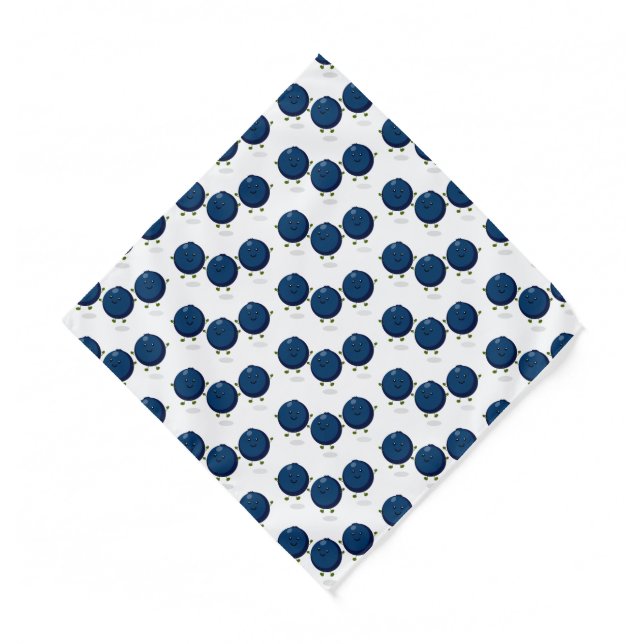 Cute happy blueberries purple cartoon illustration bandana (Front)