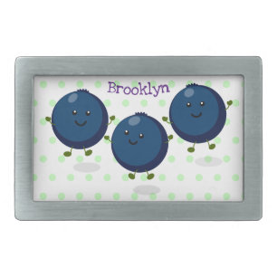 Cute happy blueberries purple cartoon illustration belt buckle