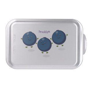 Cute happy blueberries purple cartoon illustration cake pan