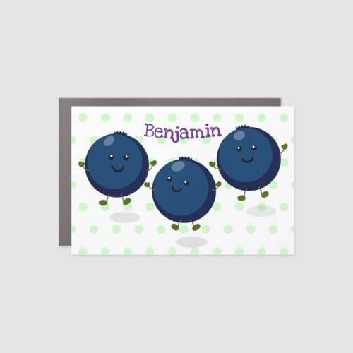 Cute happy blueberries purple cartoon illustration car magnet