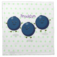 Cute happy blueberries purple cartoon illustration