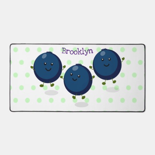 Cute happy blueberries purple cartoon illustration desk mat