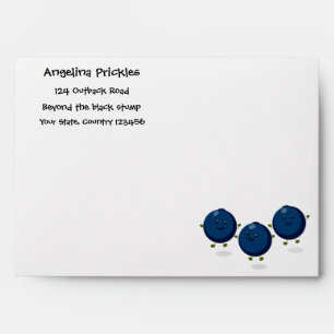 Cute happy blueberries purple cartoon illustration envelope