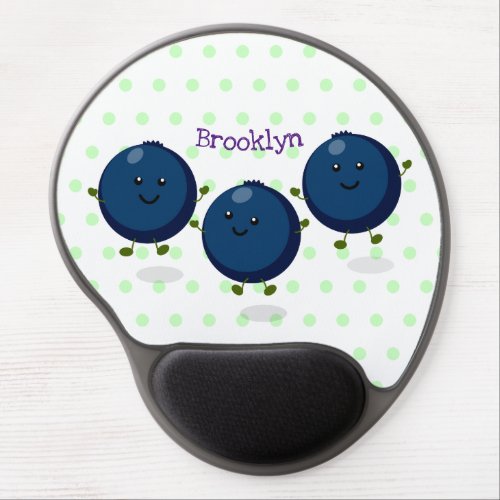 Cute happy blueberries purple cartoon illustration gel mouse pad