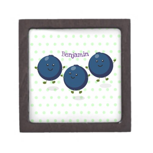 Cute happy blueberries purple cartoon illustration gift box