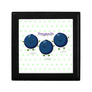 Cute happy blueberries purple cartoon illustration gift box