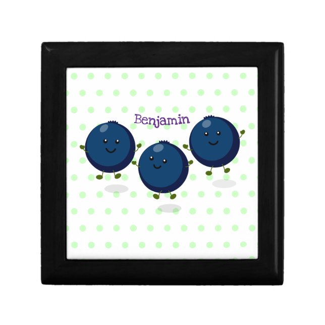 Cute happy blueberries purple cartoon illustration gift box (Front)