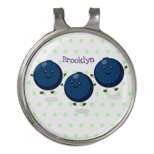 Cute happy blueberries purple cartoon illustration golf hat clip