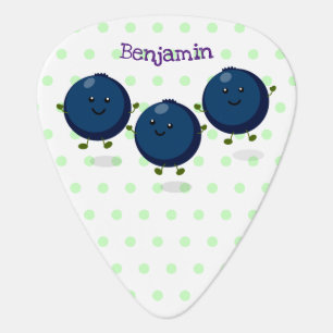 Cute happy blueberries purple cartoon illustration guitar pick