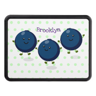 Cute happy blueberries purple cartoon illustration hitch cover