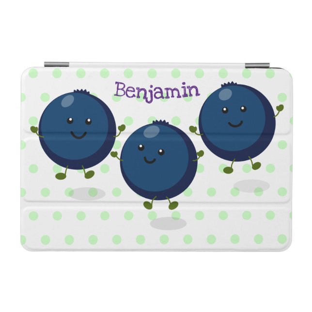 Cute happy blueberries purple cartoon illustration iPad mini cover (Horizontal)