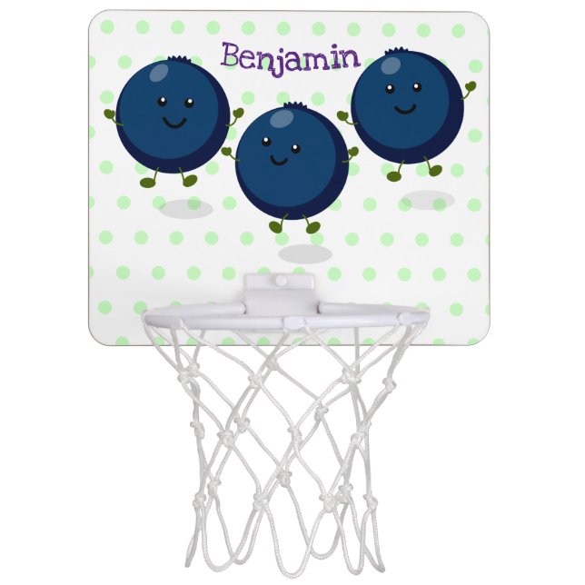 Cute happy blueberries purple cartoon illustration mini basketball hoop (Front)
