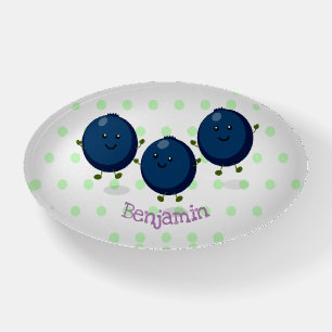 Cute happy blueberries purple cartoon illustration paperweight