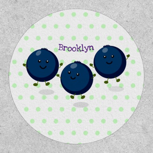 Cute happy blueberries purple cartoon illustration patch