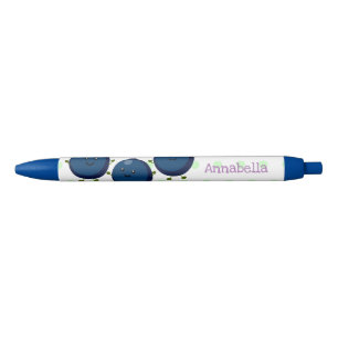Cute happy blueberries purple cartoon illustration pen