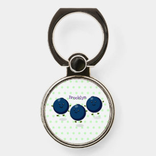 Cute happy blueberries purple cartoon illustration phone ring stand