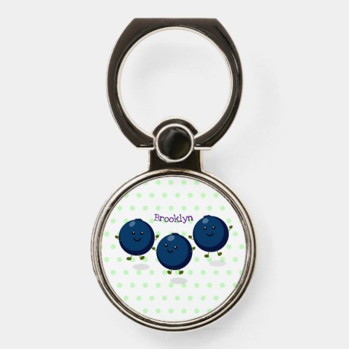 Cute happy blueberries purple cartoon illustration phone ring stand