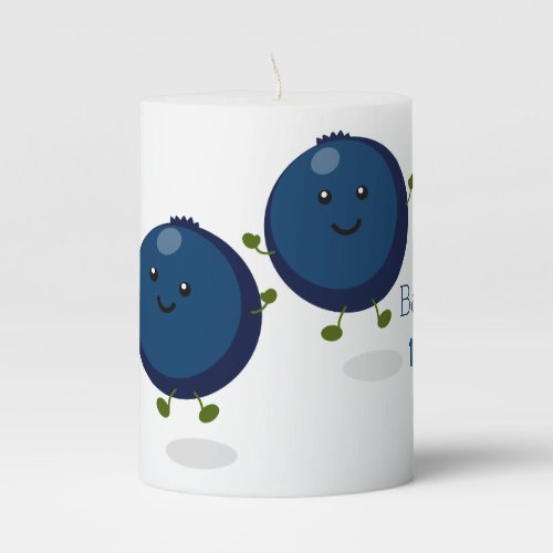 Cute happy blueberries purple cartoon illustration pillar candle