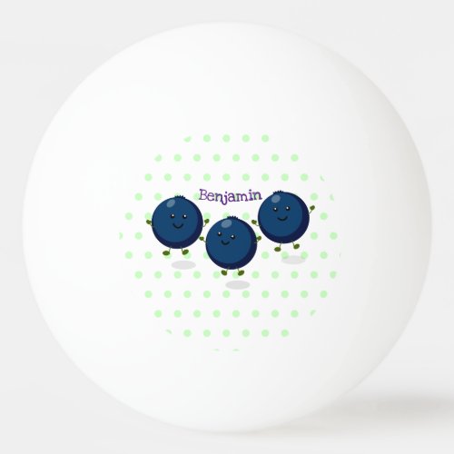 Cute happy blueberries purple cartoon illustration ping pong ball