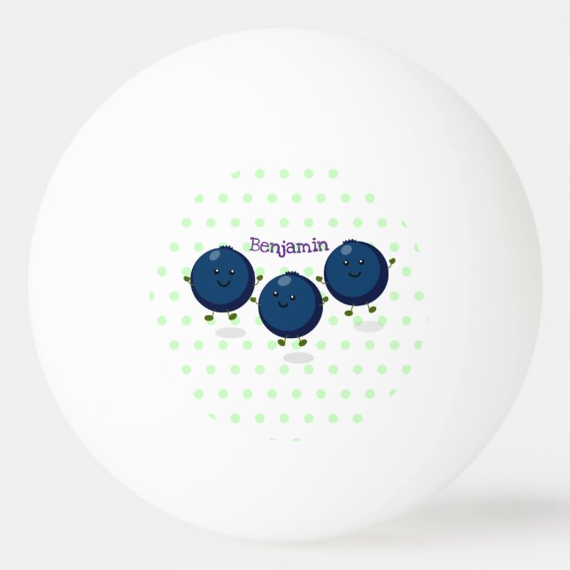 Cute happy blueberries purple cartoon illustration ping pong ball (Front)