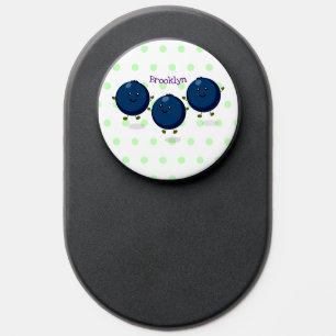 Cute happy blueberries purple cartoon illustration PopSocket