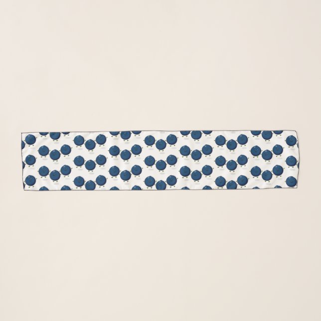 Cute happy blueberries purple cartoon illustration scarf (Front (Horizontal))
