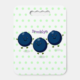 Cute happy blueberries purple cartoon illustration seat cushion