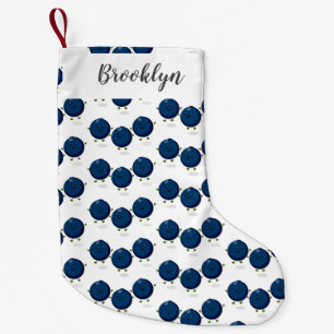 Cute happy blueberries purple cartoon illustration small christmas stocking