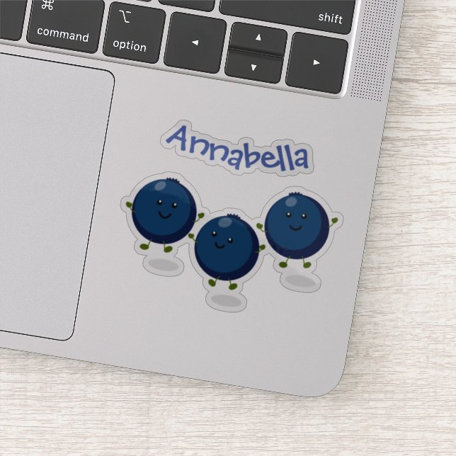 Cute happy blueberries purple cartoon illustration sticker (Detail)