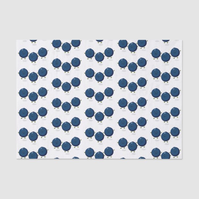 Cute happy blueberries purple cartoon illustration tissue paper (Front)