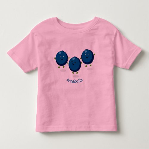 Cute happy blueberries purple cartoon illustration toddler t_shirt