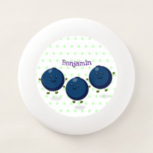 Cute happy blueberries purple cartoon illustration Wham-O frisbee