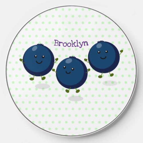 Cute happy blueberries purple cartoon illustration wireless charger 