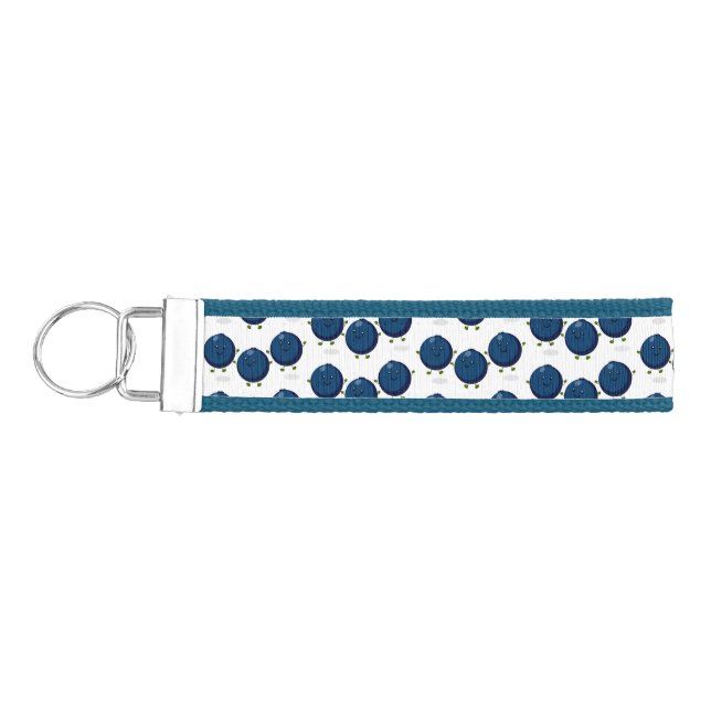 Cute happy blueberries purple cartoon illustration wrist keychain (Keys on Left)
