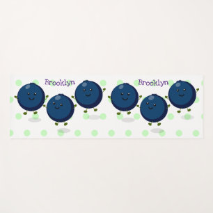 Cute happy blueberries purple cartoon illustration yoga mat